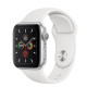 Apple Watch Series 5 GPS + Cellular 40mm  Stainless Steel Silver with White Sport Band  (MWX42)